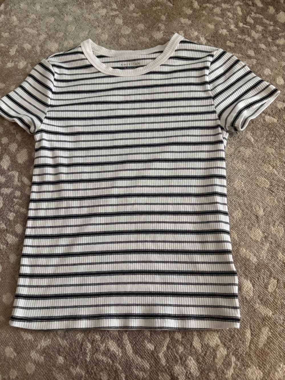 American Eagle Outfitters White Tee with Black Stripes